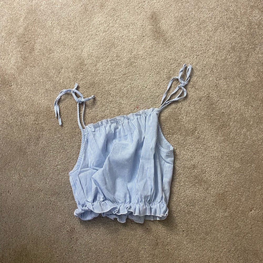 Blue and white tank